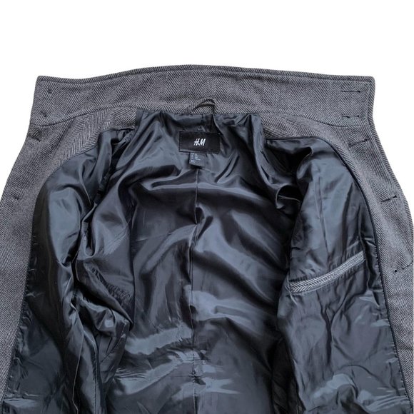 H&M Herringbone Wool-Blend Coat | Small | Grey - Picture 12 of 16